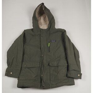 Patagonia Boys Size Medium 10 Black Infurno Deep Pile Fleece Lined Hooded Jacket